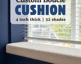Custom Boucle Bench Cushion – 4 Inch Thick, Stain Resistant, Mudroom Seat Pad