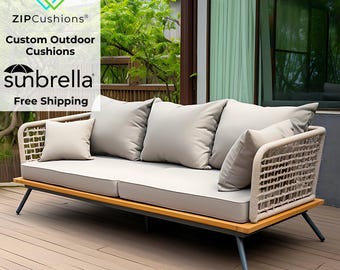 Custom Outdoor Bench Cushion, Weatherproof Sunbrella Patio Seat Pad, Removable Cover