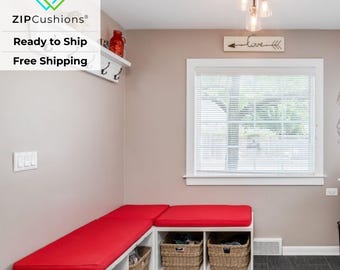 Custom Velvet Bench Cushion, Mudroom Window Seat Nook Pad, Removable Cover