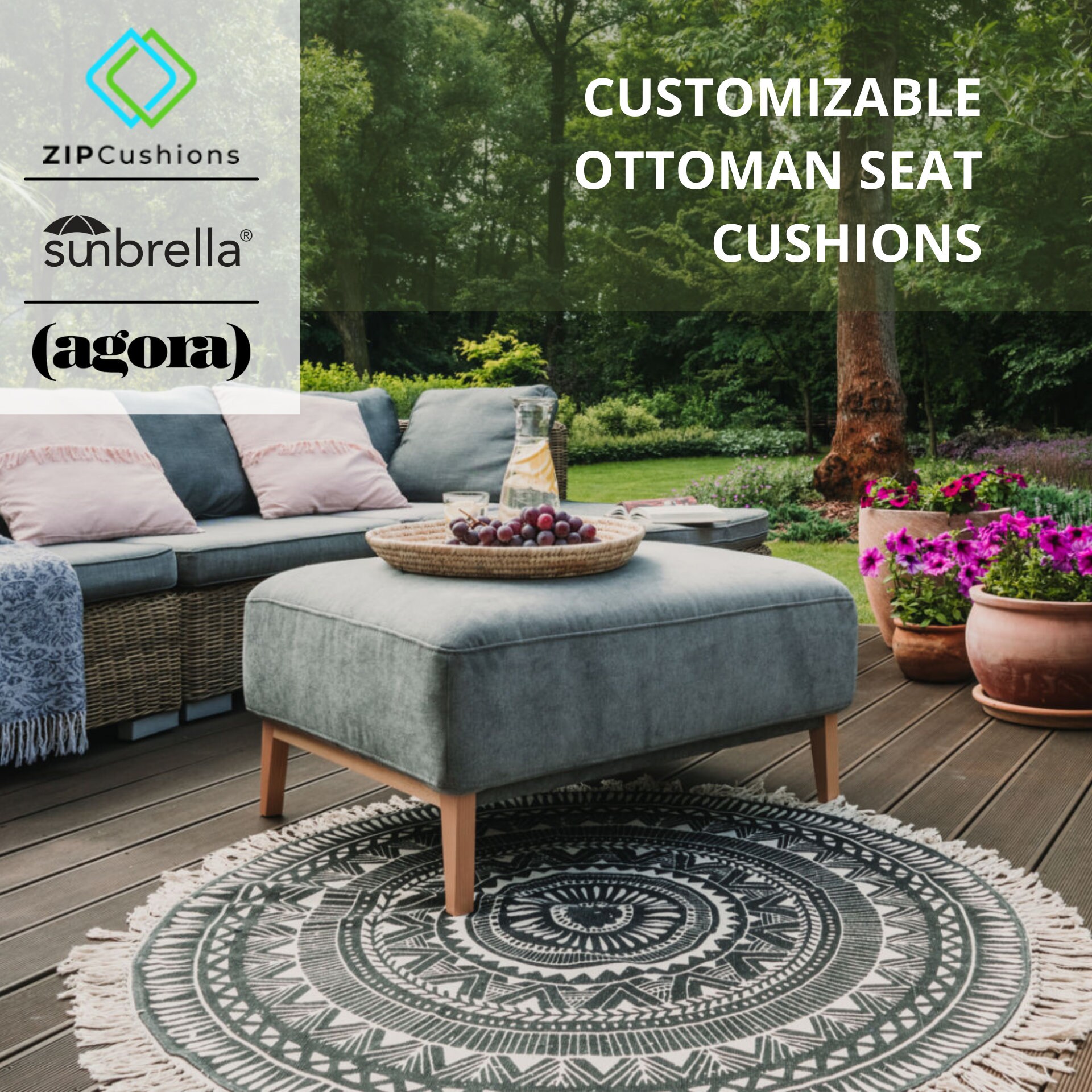 Sunbrella ottoman replacement cushions outlet
