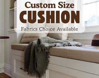 3&quot; thickness Custom indoor bench cushion for window bay cushions, reading nook cushions, Ikea Kallax cushions with Linen covers + free ships