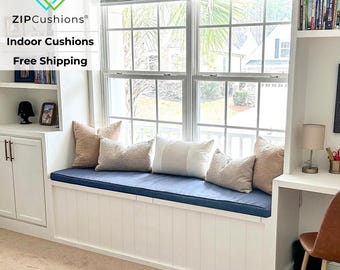 Custom Size Cushion, Window cushion, Reading nook cushion, Bay Window Bench Cushion | Fabric choice available + Free Shipping