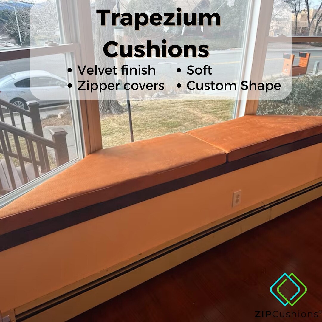 Trapezoid Bench Cushion, Velvet Cushions, Custom Shape Cushion, Mudroom