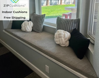 Custom Trapezoid Bay Window Cushion, Velvet Mudroom Bench Pad, Any Size