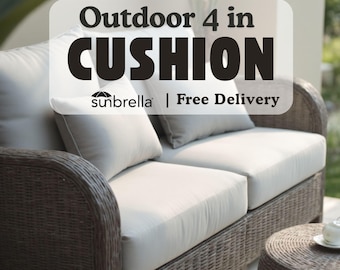 Custom Sunbrella Outdoor Cushions - 4 Inch Thickess, Bench Seat, Lounger, Window Nook Cushion