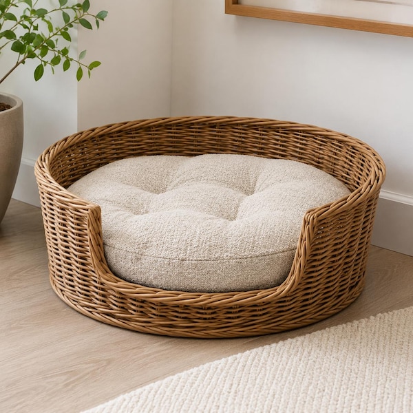 Custom Pet Bed Cushion – Washable Dog Cat Pad, Any Size Shape, Chenille Velvet Linen