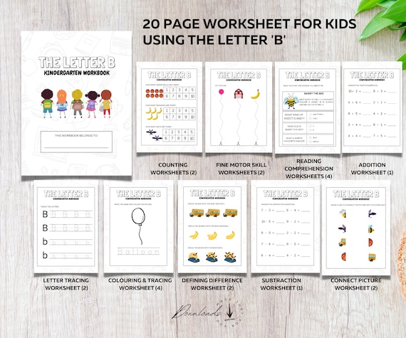 The Letter B  21 Page Printable Workbook for Kids