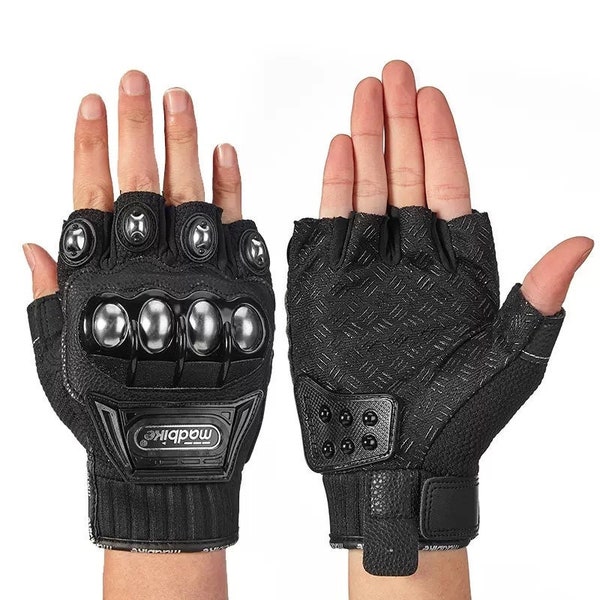 Leather Fingerless Gauntlet Gloves Etsy