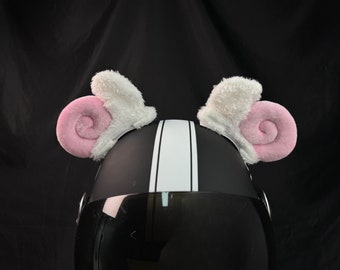 Kawaii Sheep Horn Ears Helmet Decoration Motorcycle Ski Bike Cute Helmet Accessories Long Plush Lamb Horns  Unique Gift For Women Rider