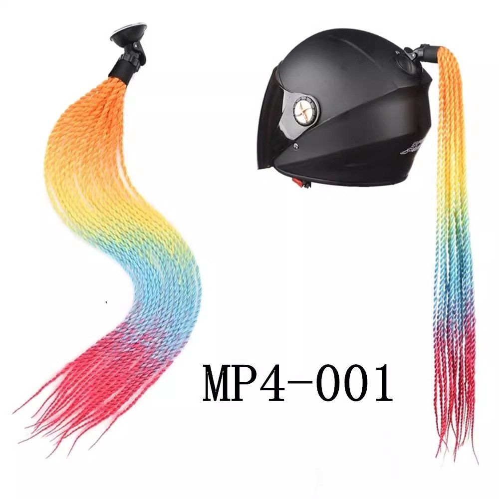 Colorful Dirty Braids Motorcycle Decor, Helmet Ponytail, Ski Helmet