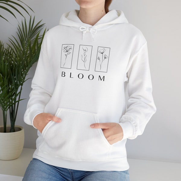 Bloom, Flower, Positive, Grow - Unisex Heavy Blend™ Hooded Sweatshirt