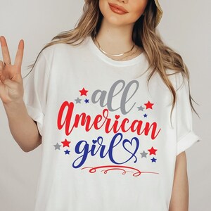 All American Girl svg, 4 de julio svg, Independence Day svg, USA svg, Archivo digital para Cricut, Silhouette