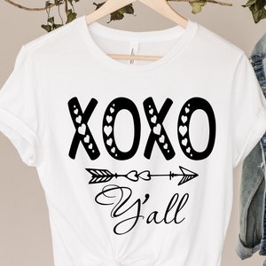 Xoxo Y&#39;all Svg. Valentine&#39;s day Svg, Heart Svg, Xoxo hearts Svg, valentines shirt Svg, happy Valentine Day