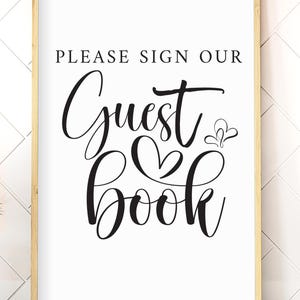 Onderteken ons gastenboek Svg, bruiloft teken Svg, huwelijksgeschenken teken Svg, vrijgezellenfeest cadeau teken Svg, babyshower t Svg
