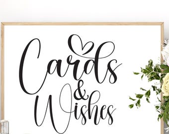 Cards and Wishes Sign SVG, Wedding Shower Decor (Digital Download)