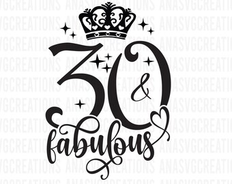 30 and Cheerful SVG, Thirtieth Birthday Crown Design (Digital Download