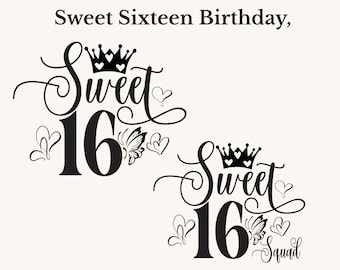 Sweet Sixteen SVG Bundle, Birthday Girl, Cricut Silhouette (Digital Download)