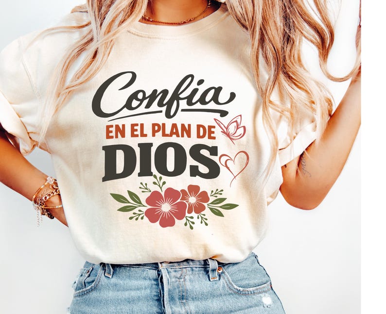 Confía en el Plan de Dios PNG ,Frase cristiana inspiradora , Diseño religioso .descarga inmediata , for sublimación image 3