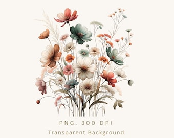 Imagem PNG de flor silvestre, design floral para sublimação (download digital)