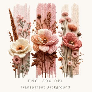 Faux yarn Floral Brush Stroke PNG, Flower Clipart (Digital Download)