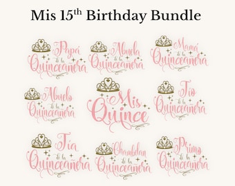 Mis Quince SVG Bundle, Quinceanera Latina Birthday, Cricut Silhouette (Digital Download)