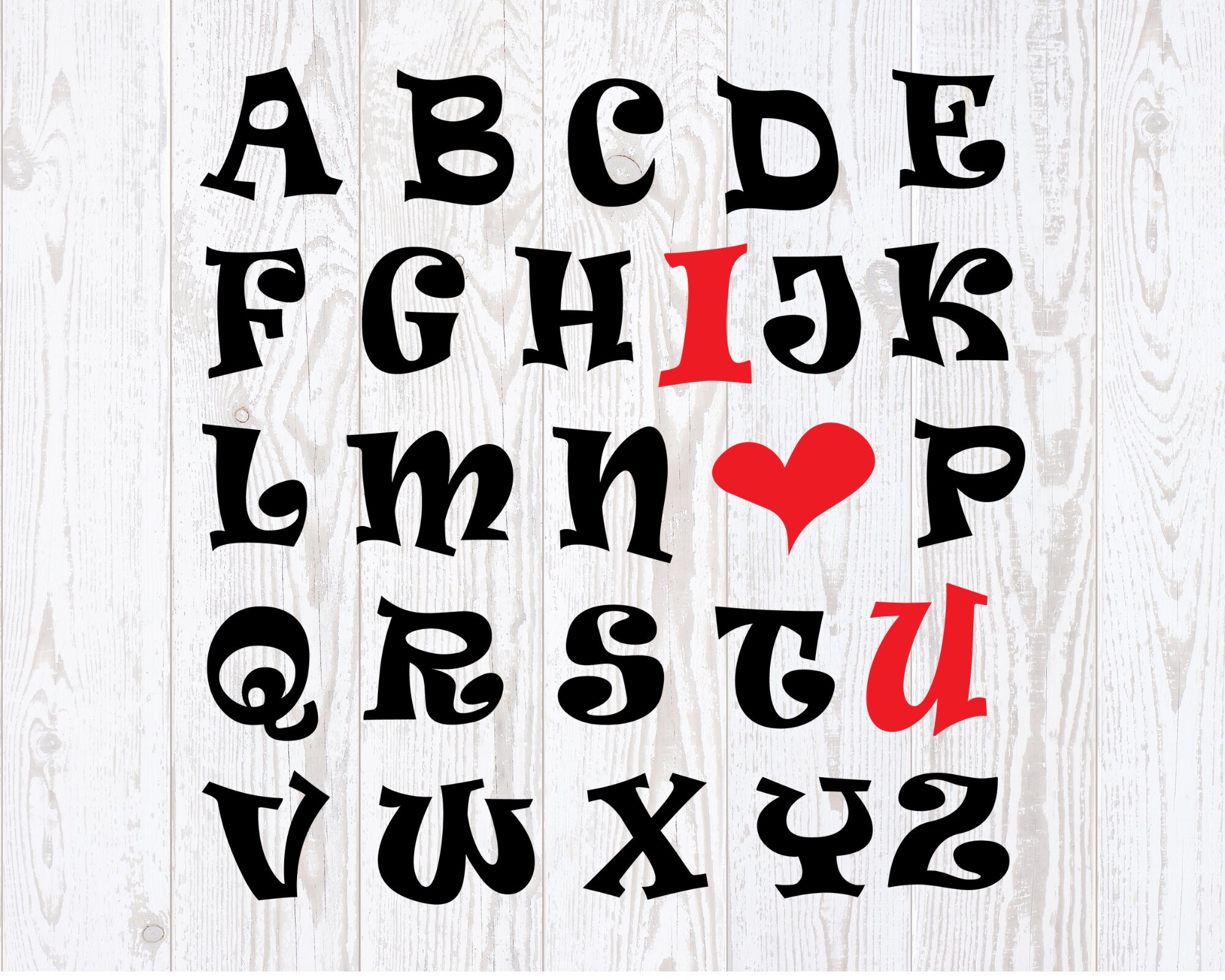 Alphabet ABC I Love You SVG. PNG File Cute Valentine File - Etsy