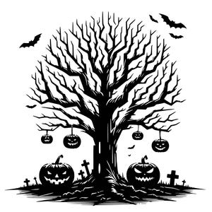 Halloween Tree vg,  Spooky Tree Svg, Dead tree Svg  Halloween Tree Clip art, Svg Digital Download  Cricut Silhouette file