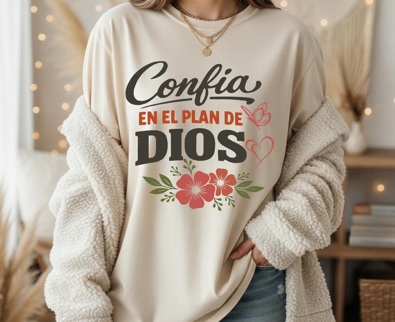 Confía en el Plan de Dios PNG ,Frase cristiana inspiradora , Diseño religioso .descarga inmediata , for sublimación image 7