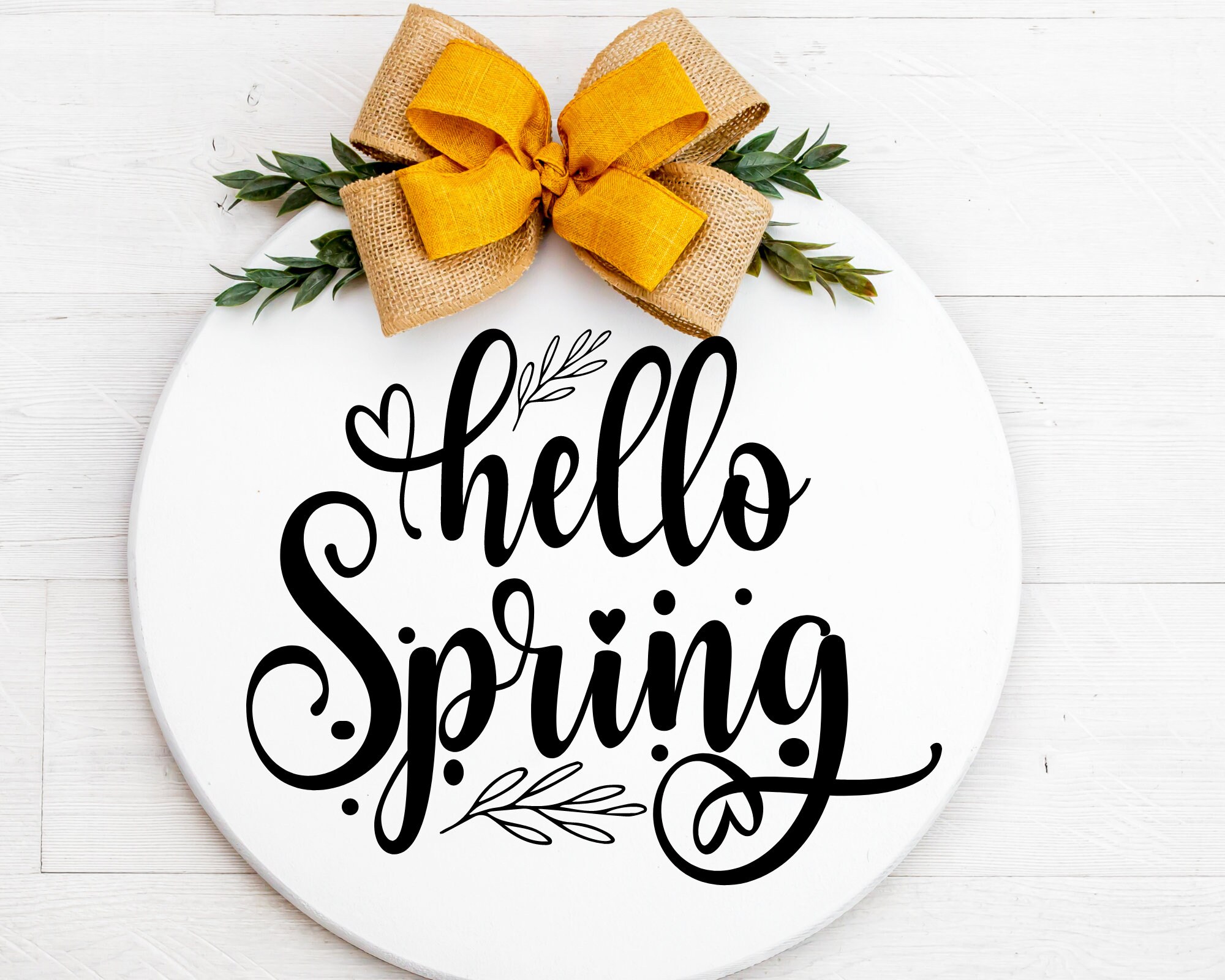 Hello Spring SVG Round  Sign Circuit File Silhouette File Spring SVG