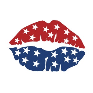 Labios patrióticos Svg 4 de julio Svg Beso Svg Día de la Independencia Svg, EE. UU. Svg, Archivo digital para Cricut, Silueta