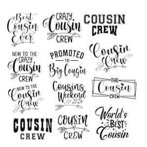 Cousin Svg Cousin Crew Svg Promovido a Big Cousin Svg Novo no Cousin Crew Svg download digital Cricut , Silhouette Svg Png Eps Dxf