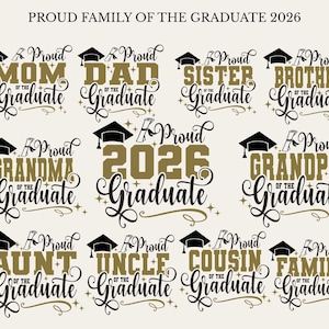 Proud Family of the Graduate 2026 SVG, Graduation SVG Bundle, Class of 2026 SVG, Family Graduation Shirt Design, Cricut Cut File