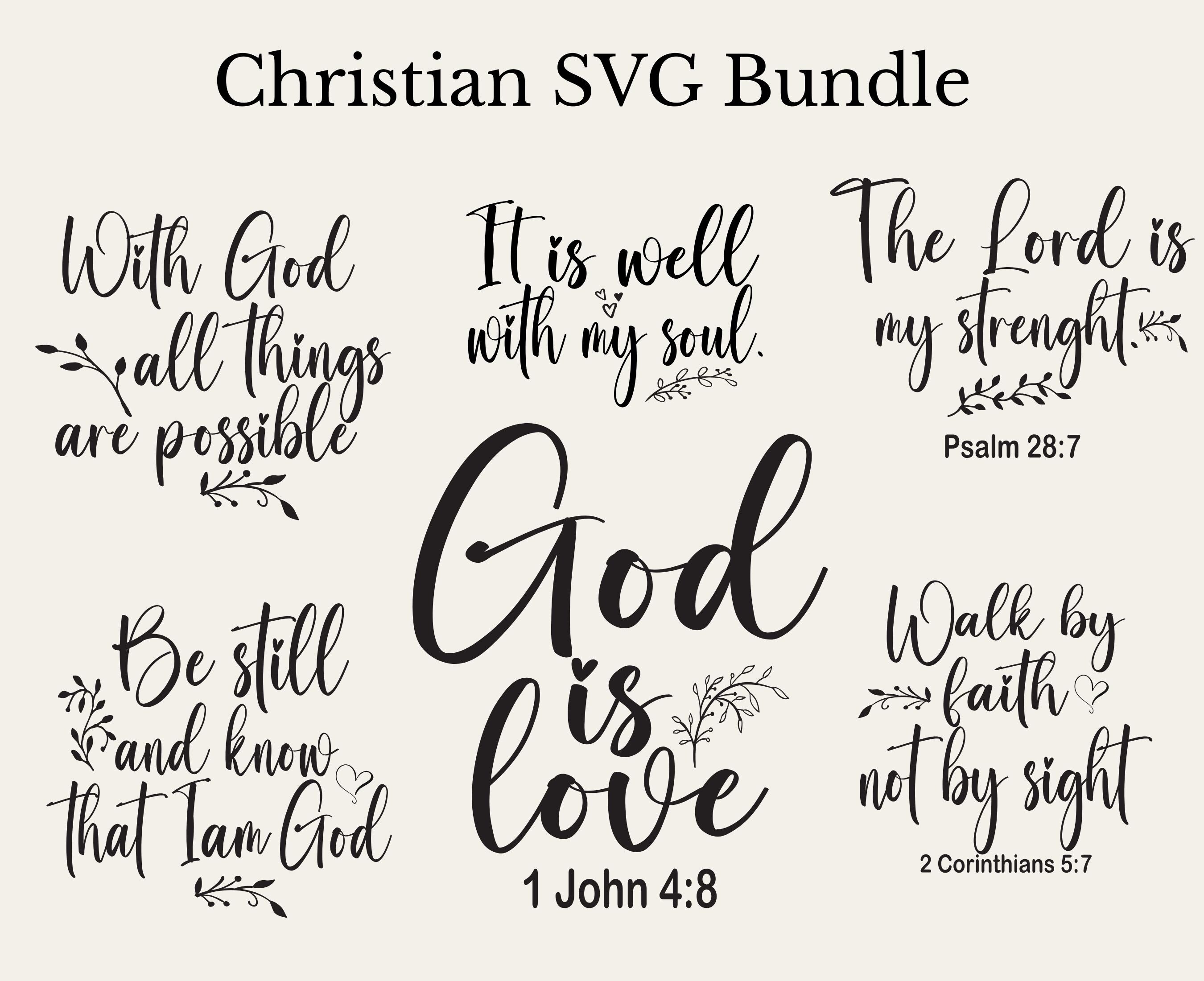 6 Bible Verse SVG Bundle ,christian SVG Cut Files ,faith Quotes Digital ...