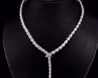 Runde brillante Labor gewachsene Diamant Halskette, Unisex Halskette, 6Ct. Runde Diamant Halskette, Geschenk für Sie, Jahrestag Geschenke, Hochzeitsset,
