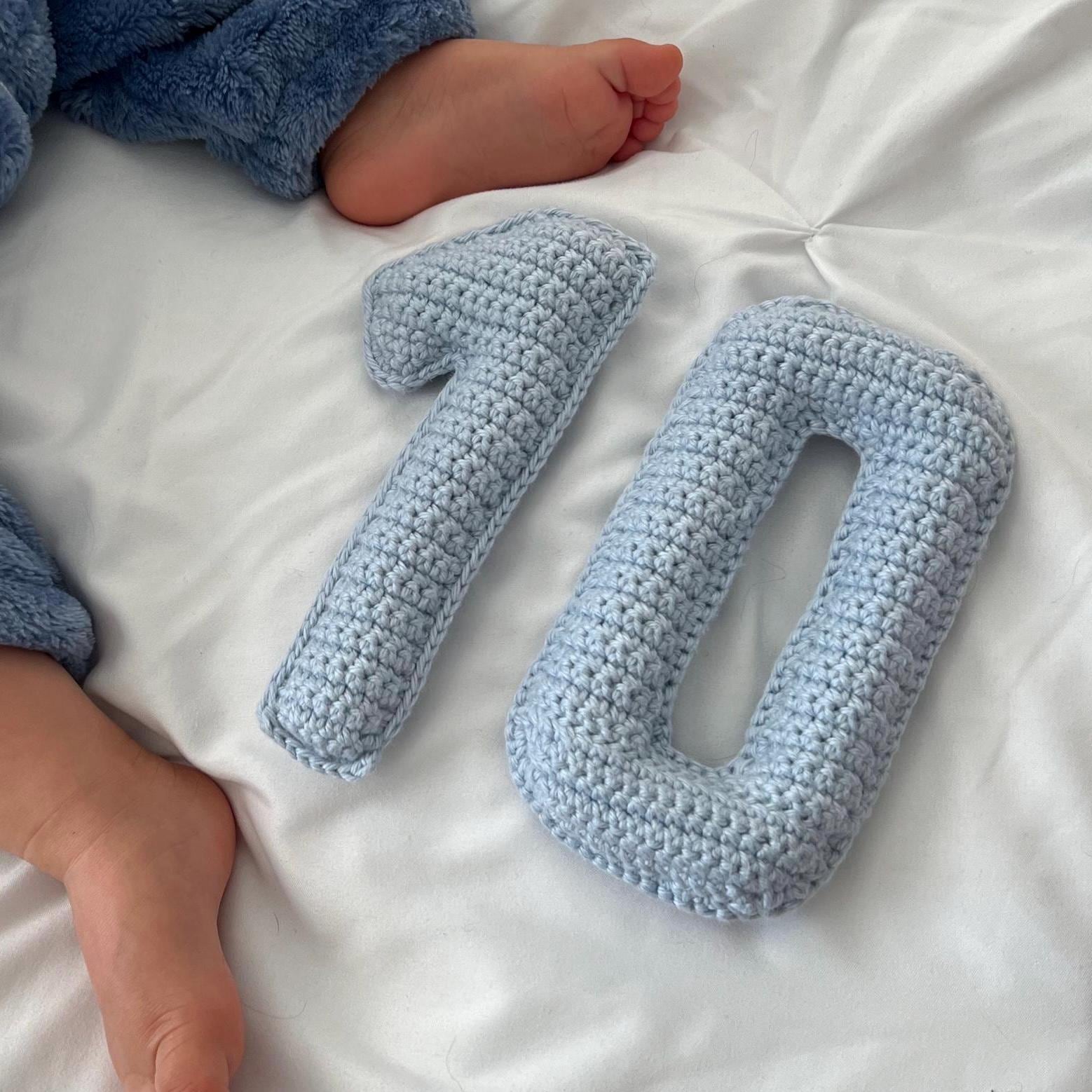 Handmade Crochet Numbers Custom Nursery or Birthday Decor 7 inch tall Cotton or Wool Soft Plush Numbers Handmade Plush Number