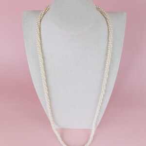 Vintage Faux Pearl Necklace: Twisted Three Strand, 30 inch