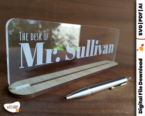 Classy Office Name Stands the Desk of SVG Files for Laser - Etsy