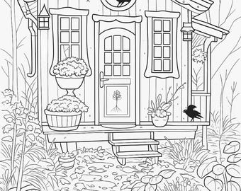 Whimsical Cottage Coloring Book: 15 Cozy Cottagecore Pages (Digital Download)