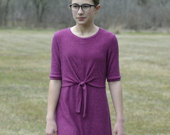PDF Niñas Holly Shift Dress Patrón de costura / Tie Front Dress Pattern / Twist Front / Beginner Knit Dress / NITA patterns
