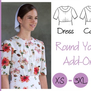 Round Yoke Dress Pattern Add-On | Women's Modest Dress, Cape Dress | Knit Fabric NITA patterns