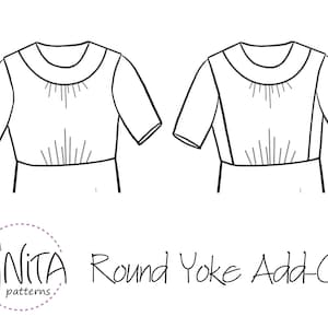 Round Yoke Dress Pattern Add-On Women's Modest Dress, Cape Dress Knit Fabric NITA patterns image 4