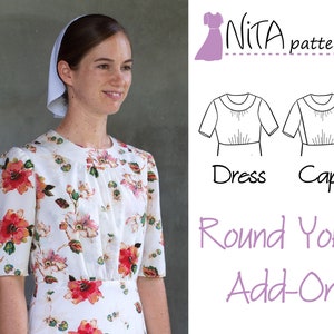 Round Yoke Dress Pattern Add-On | Women&#39;s Modest Dress, Cape Dress | Knit Fabric NITA patterns