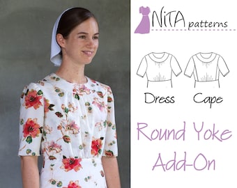 Patrón adicional para vestido con canesú redondo / Vestido modesto para mujer, vestido tipo capa / Tejido de punto Patrones NITA