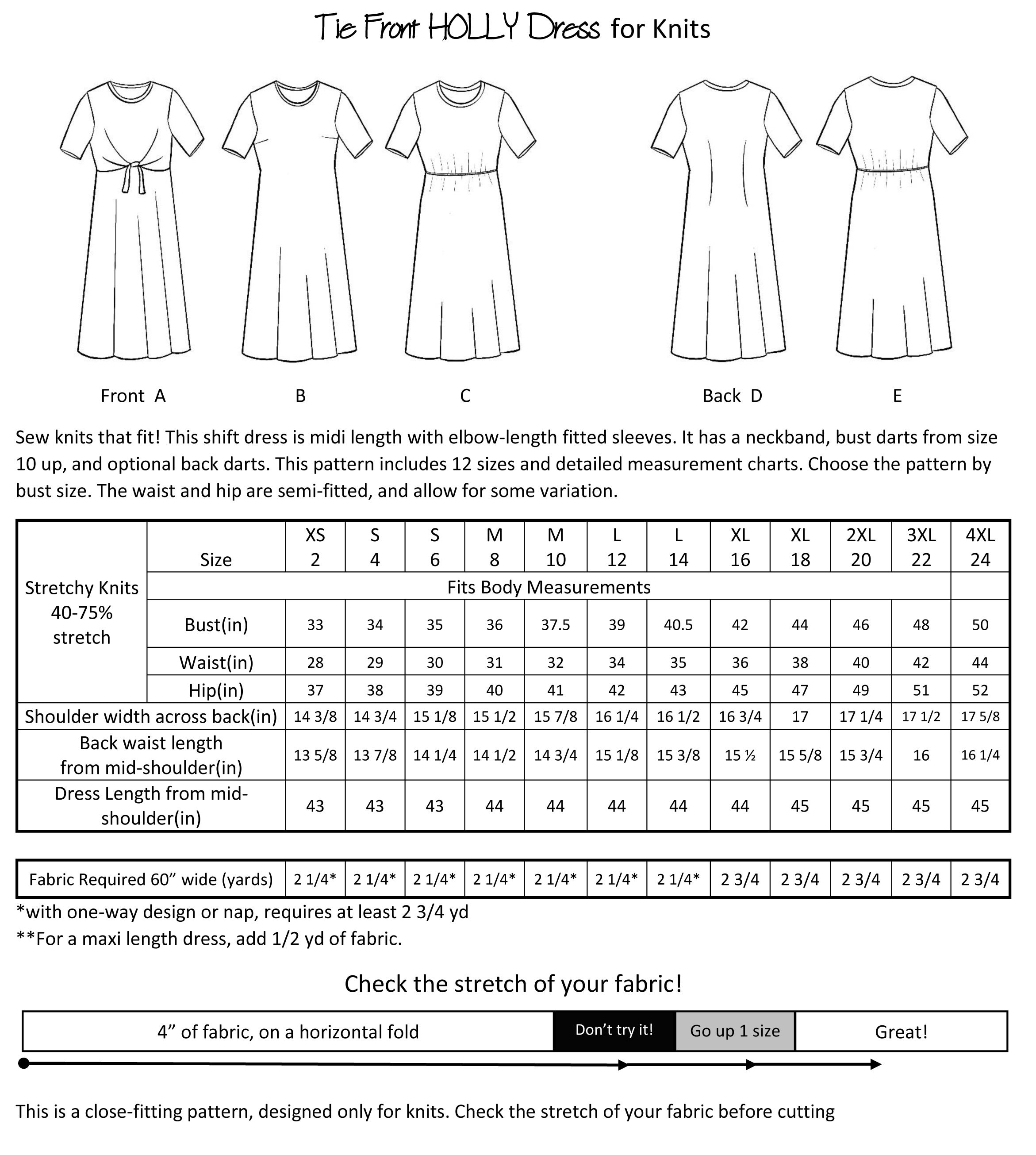 PDF Holly Shift Dress Sewing Pattern Womens Modest Dress Pattern Tie