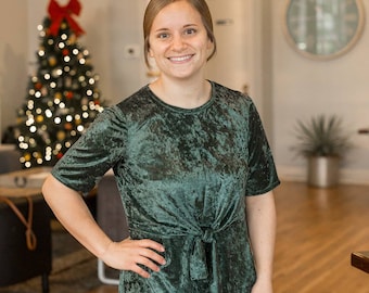 Patrón de costura para vestido recto Holly en PDF / Patrón de vestido modesto para mujer / Vestido de punto con lazo delantero / Frente torcido / Patrones NITA