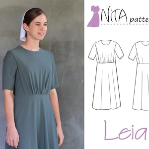 PDF Leia Cape Dress Sewing Pattern| Womens Modest Dress Pattern | Knit Dress|  NITA patterns