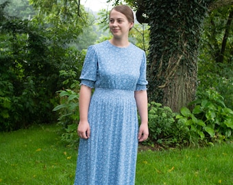 Emma Drawstring Waist Dress Pattern | Women's Modest Cape Dress | Gathers, Puff Sleeve, Smocked | NITA patterns