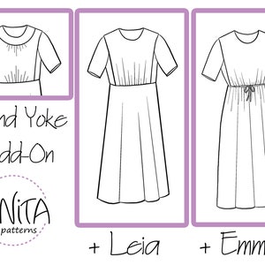 Round Yoke Dress Pattern Add-On Women's Modest Dress, Cape Dress Knit Fabric NITA patterns image 5