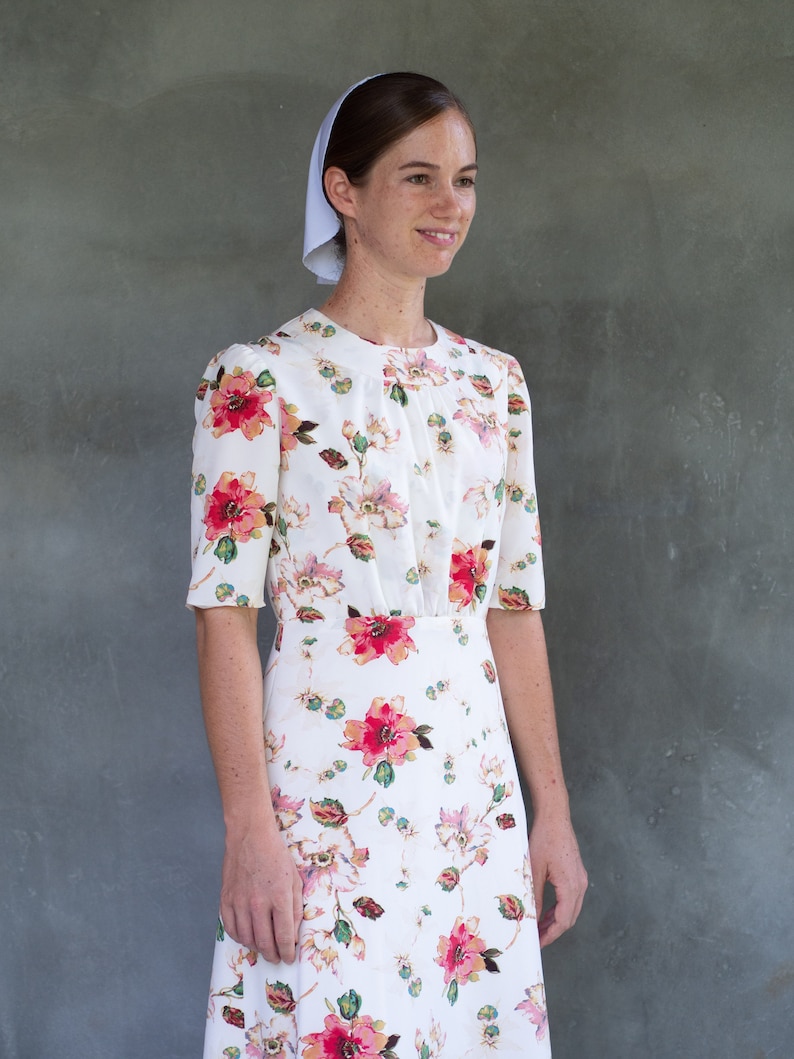 Round Yoke Dress Pattern Add-On Women's Modest Dress, Cape Dress Knit Fabric NITA patterns image 2