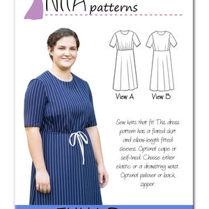 Emma Drawstring Waist Dress Pattern Bonus Puff Sleeve Women's Modest ...